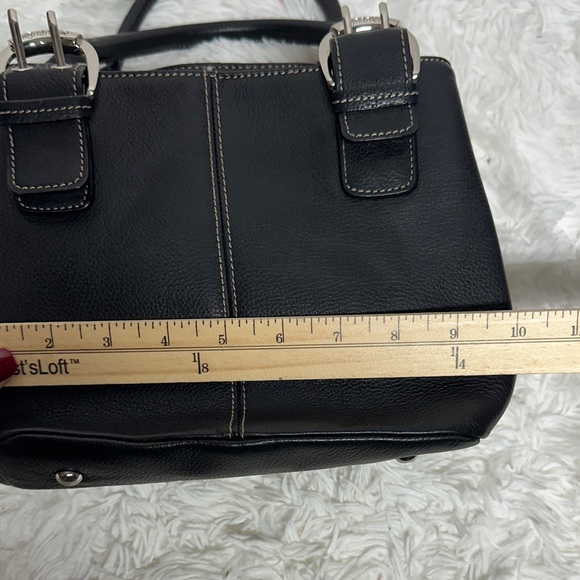 Tignanello Black Pebbled Leather Buckle Shoulder/ Satchel - Picture 8 of 12